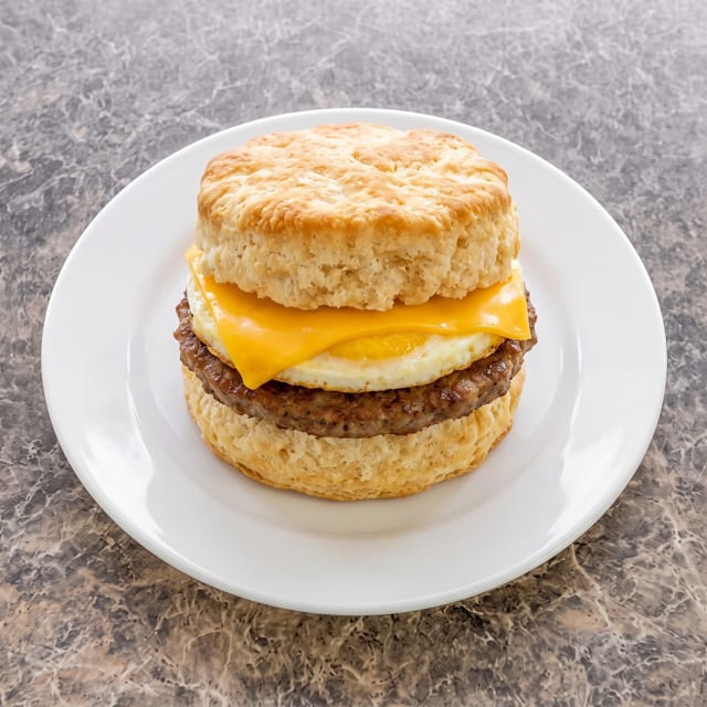 Sausage Patty and Egg Sandwich.